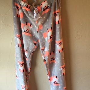 Gray pants with foxes on them